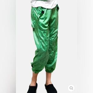 Free City FLAP/SNAP SATIN JUMP PANT GREENLIGHT small